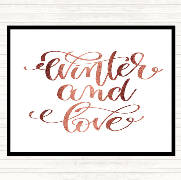 Rose Gold Christmas Winter & Love Quote Mouse Mat