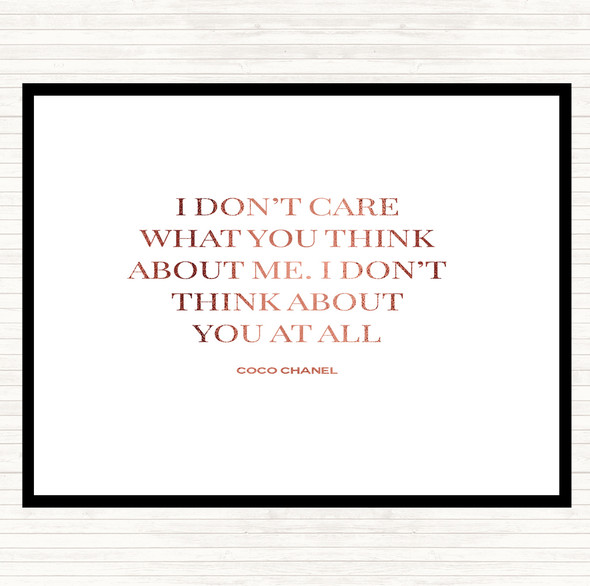 Rose Gold Coco Chanel I Don't Care What You Think Quote Mouse Mat