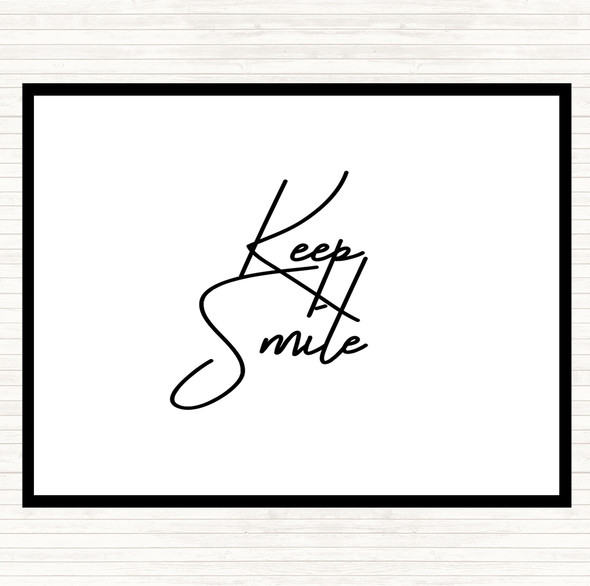 White Black Keep A Smile Quote Mouse Mat