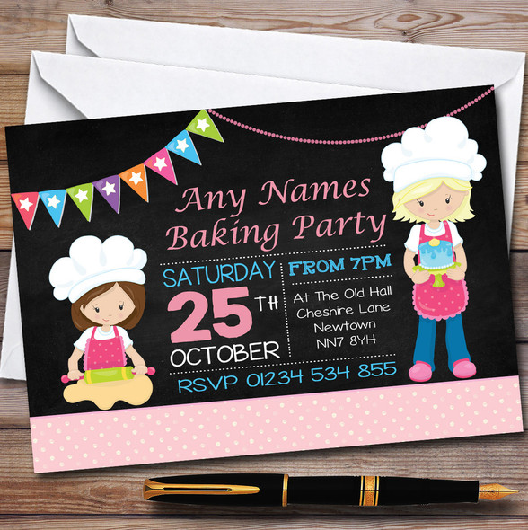 Chalk Girls Baking Children's Birthday Party Invitations
