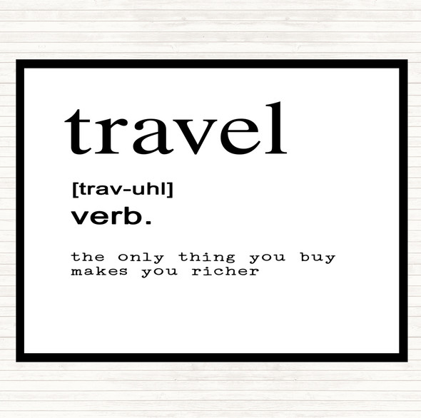 White Black Word Definition Travel Quote Mouse Mat
