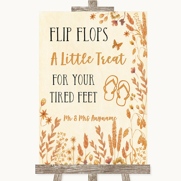Autumn Leaves Flip Flops Dancing Shoes Customised Wedding Sign
