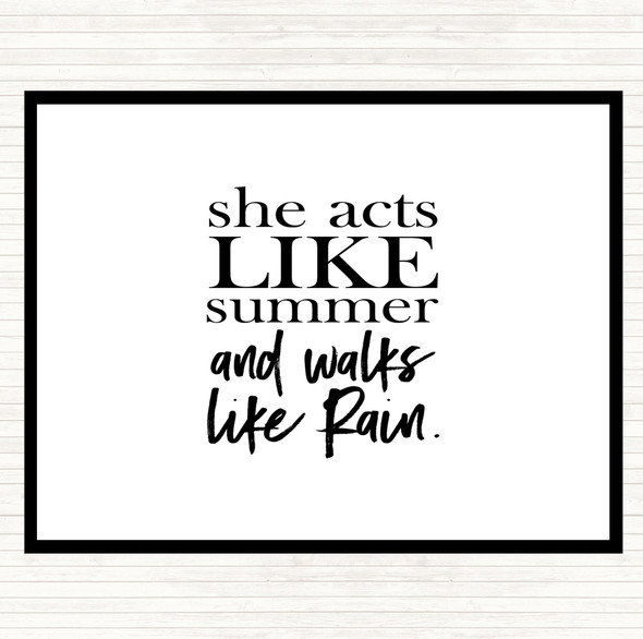 White Black Acts Like Summer Quote Mouse Mat