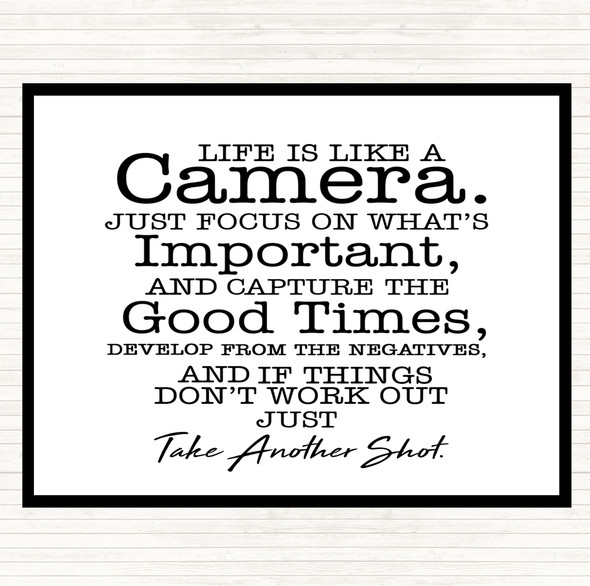 White Black Camera Quote Mouse Mat