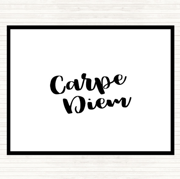 White Black Carpe Diem Quote Mouse Mat