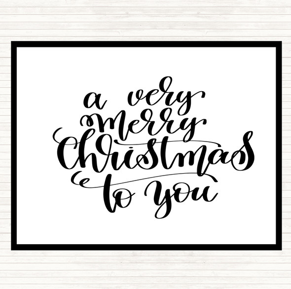 White Black Christmas Ha Very Merry Quote Mouse Mat