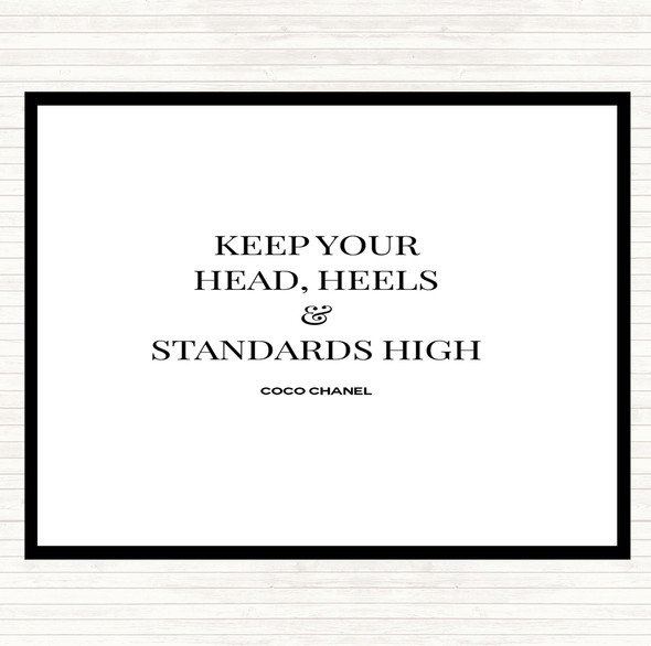 White Black Coco Chanel High Standard & Heels Quote Mouse Mat