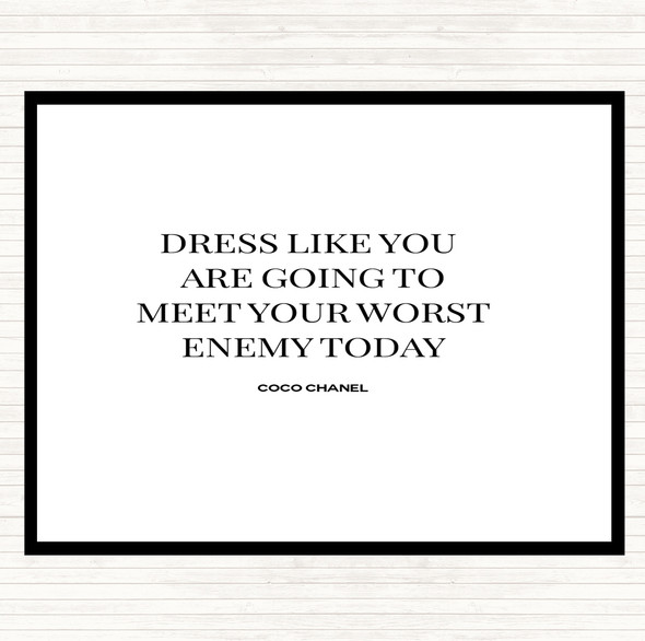 White Black Coco Chanel Worst Enemy Quote Mouse Mat