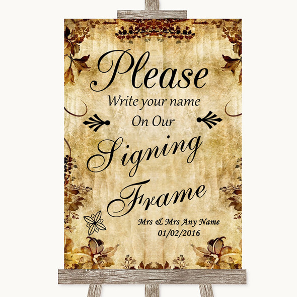 Autumn Vintage Signing Frame Guestbook Customised Wedding Sign