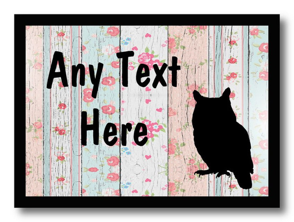 Owl Shabby Wood Computer Mouse Mat