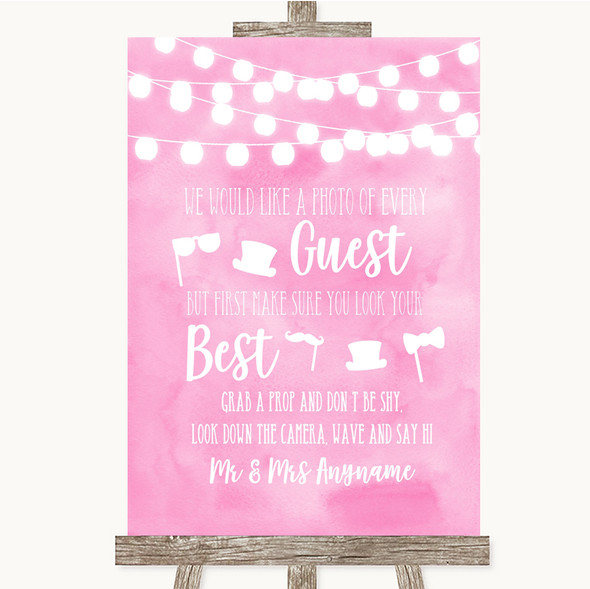 Baby Pink Watercolour Lights Photo Prop Guestbook Customised Wedding Sign