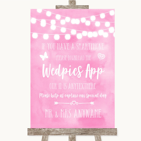 Baby Pink Watercolour Lights Wedpics App Photos Customised Wedding Sign