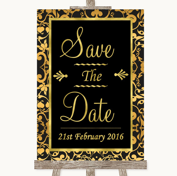 Black & Gold Damask Save The Date Customised Wedding Sign