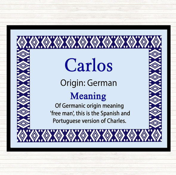 Carlos Name Meaning Mouse Mat Blue