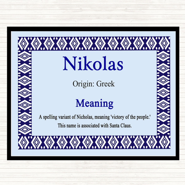 Nikolas Name Meaning Mouse Mat Blue