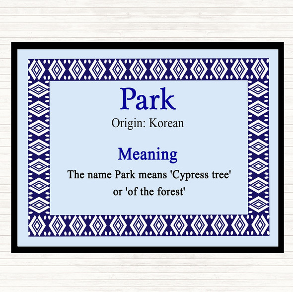 Park Name Meaning Mouse Mat Blue