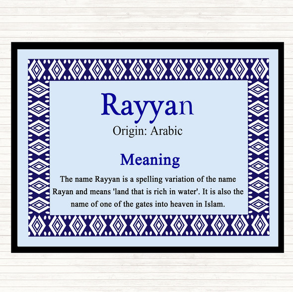Rayyan Name Meaning Mouse Mat Blue