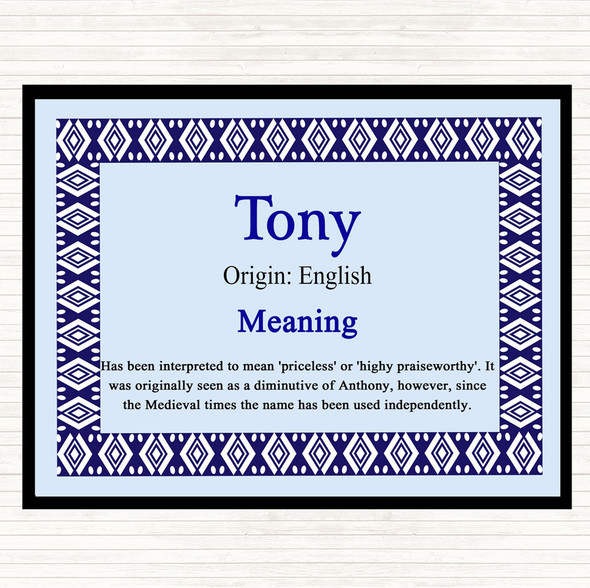 Tony Name Meaning Mouse Mat Blue