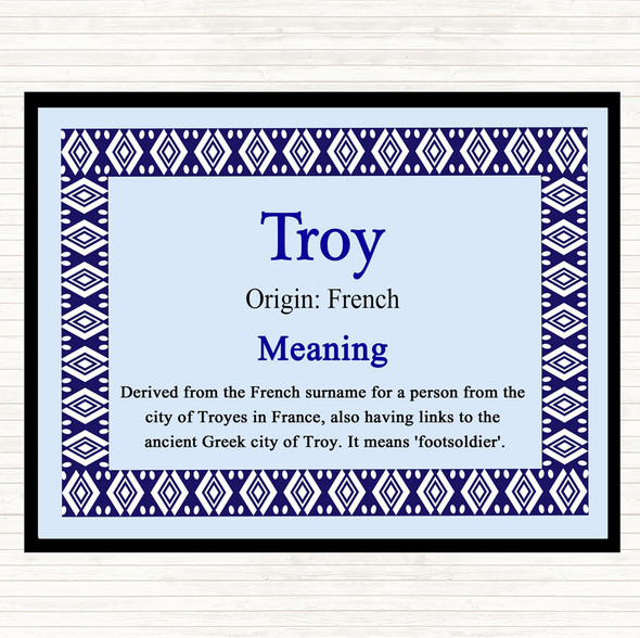 Troy Name Meaning Mouse Mat Blue