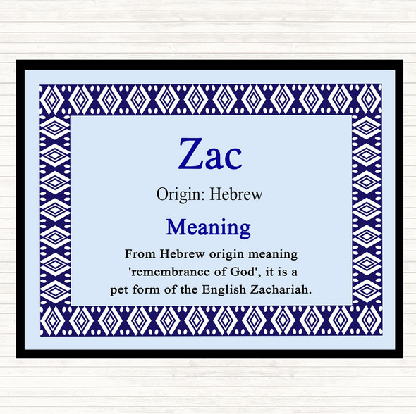 Zac Name Meaning Mouse Mat Blue