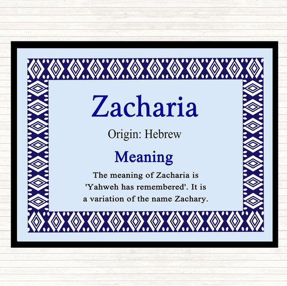Zacharia Name Meaning Mouse Mat Blue