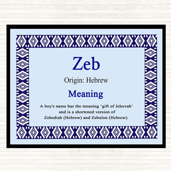 Zeb Name Meaning Mouse Mat Blue