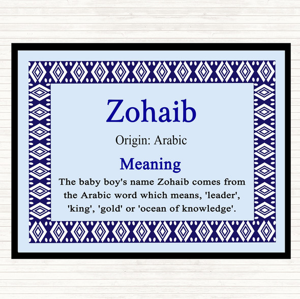 Zohaib Name Meaning Mouse Mat Blue