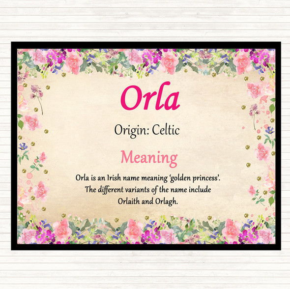 Orla Name Meaning Mouse Mat Floral