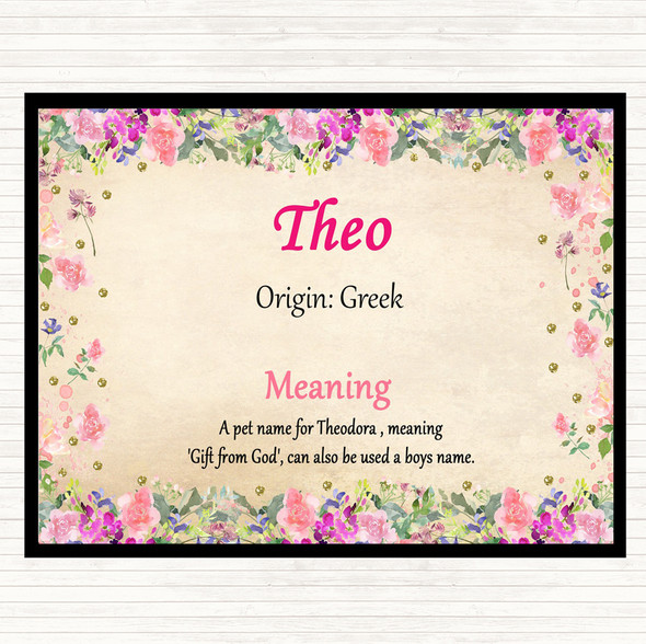 Theo Name Meaning Mouse Mat Floral