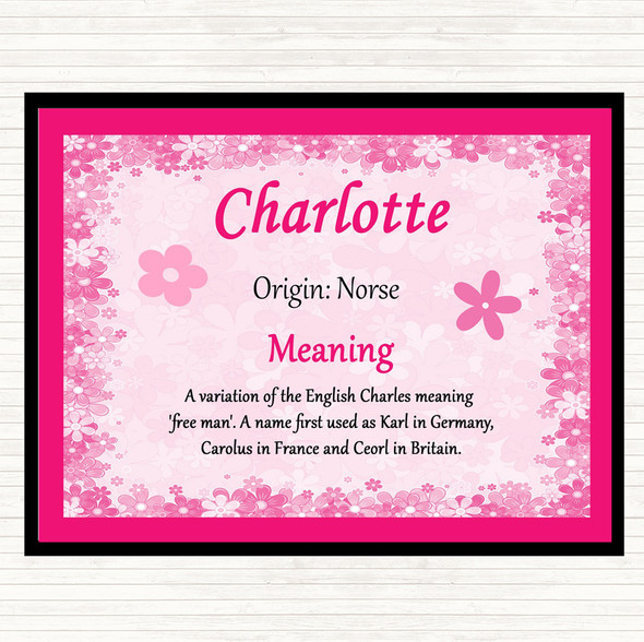 Charlotte Name Meaning Mouse Mat Pink