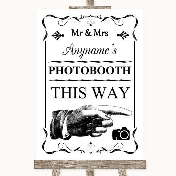 Black & White Photobooth This Way Right Customised Wedding Sign