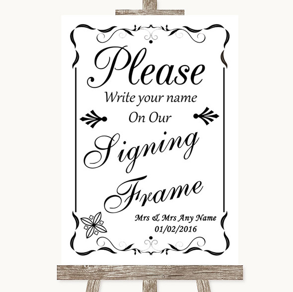 Black & White Signing Frame Guestbook Customised Wedding Sign