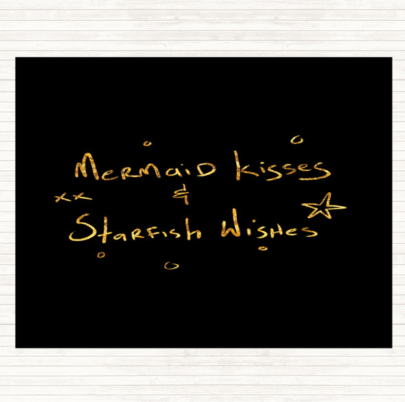 Black Gold Mermaid Kisses Quote Mouse Mat