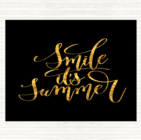 Black Gold Smile Its Summer Quote Mouse Mat