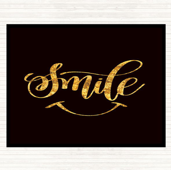 Black Gold Smile Quote Mouse Mat