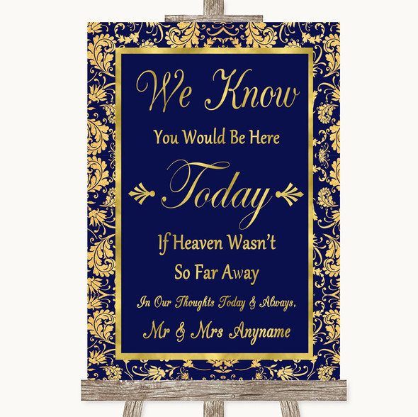 Blue & Gold Loved Ones In Heaven Customised Wedding Sign