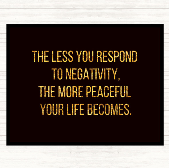 Black Gold The Less You Respond To Negativity Quote Mouse Mat