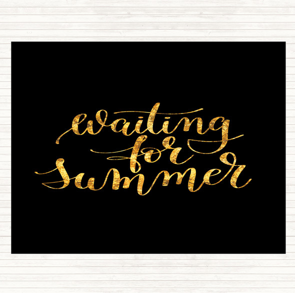 Black Gold Waiting For Summer Quote Mouse Mat