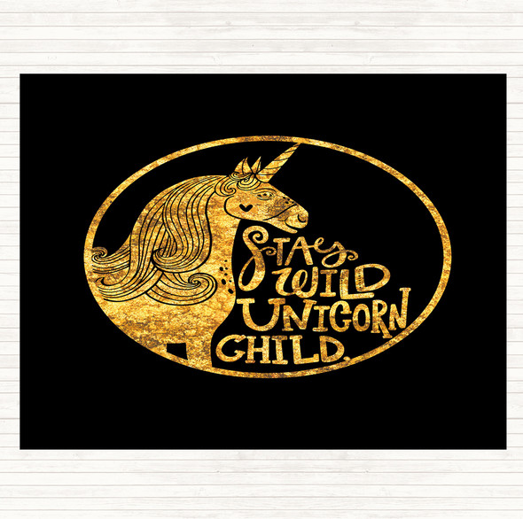 Black Gold Wild Unicorn Stay Quote Mouse Mat