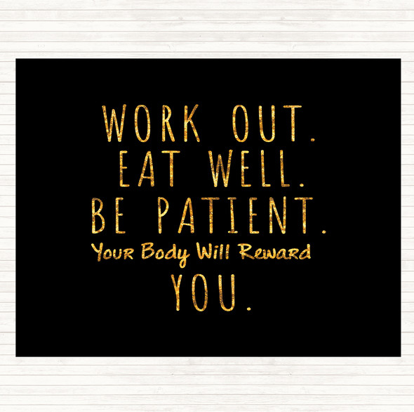 Black Gold Work Out Quote Mouse Mat