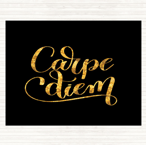 Black Gold Carpe Diem Swirl Quote Mouse Mat