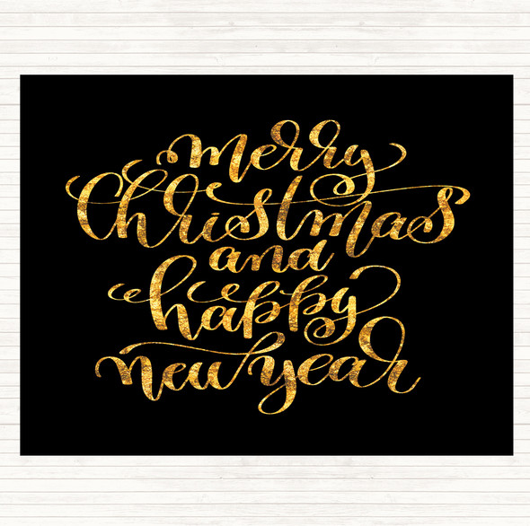 Black Gold Christmas Merry Xmas New Year Quote Mouse Mat