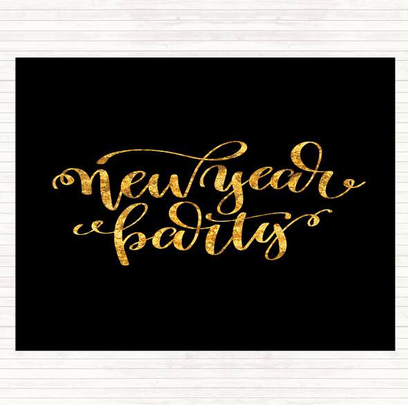 Black Gold Christmas New Year Party Quote Mouse Mat