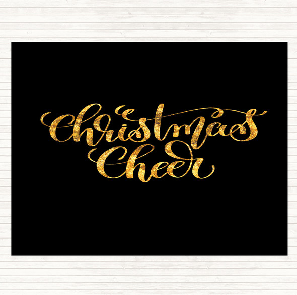 Black Gold Christmas Xmas Cheer Quote Mouse Mat