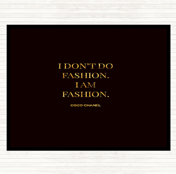 Black Gold Coco Chanel I Am Fashion Quote Mouse Mat