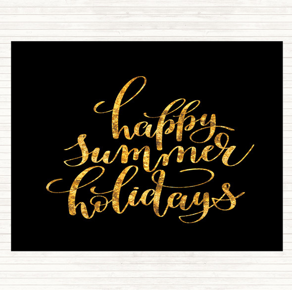 Black Gold Happy Summer Holidays Quote Mouse Mat