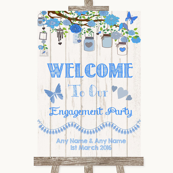 Blue Rustic Wood Welcome To Our Engagement Party Customised Wedding Sign