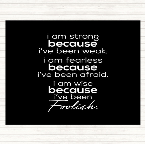 Black White I Am Strong Quote Mouse Mat