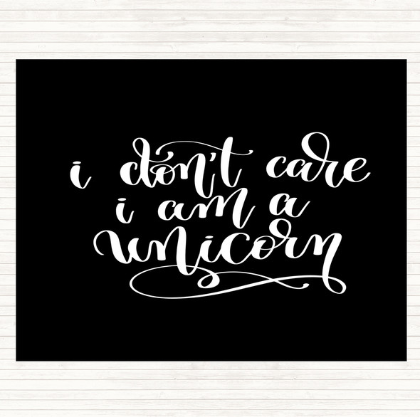 Black White I Don't Car I'm Unicorn Quote Mouse Mat