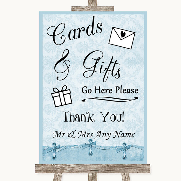 Blue Shabby Chic Cards & Gifts Table Customised Wedding Sign